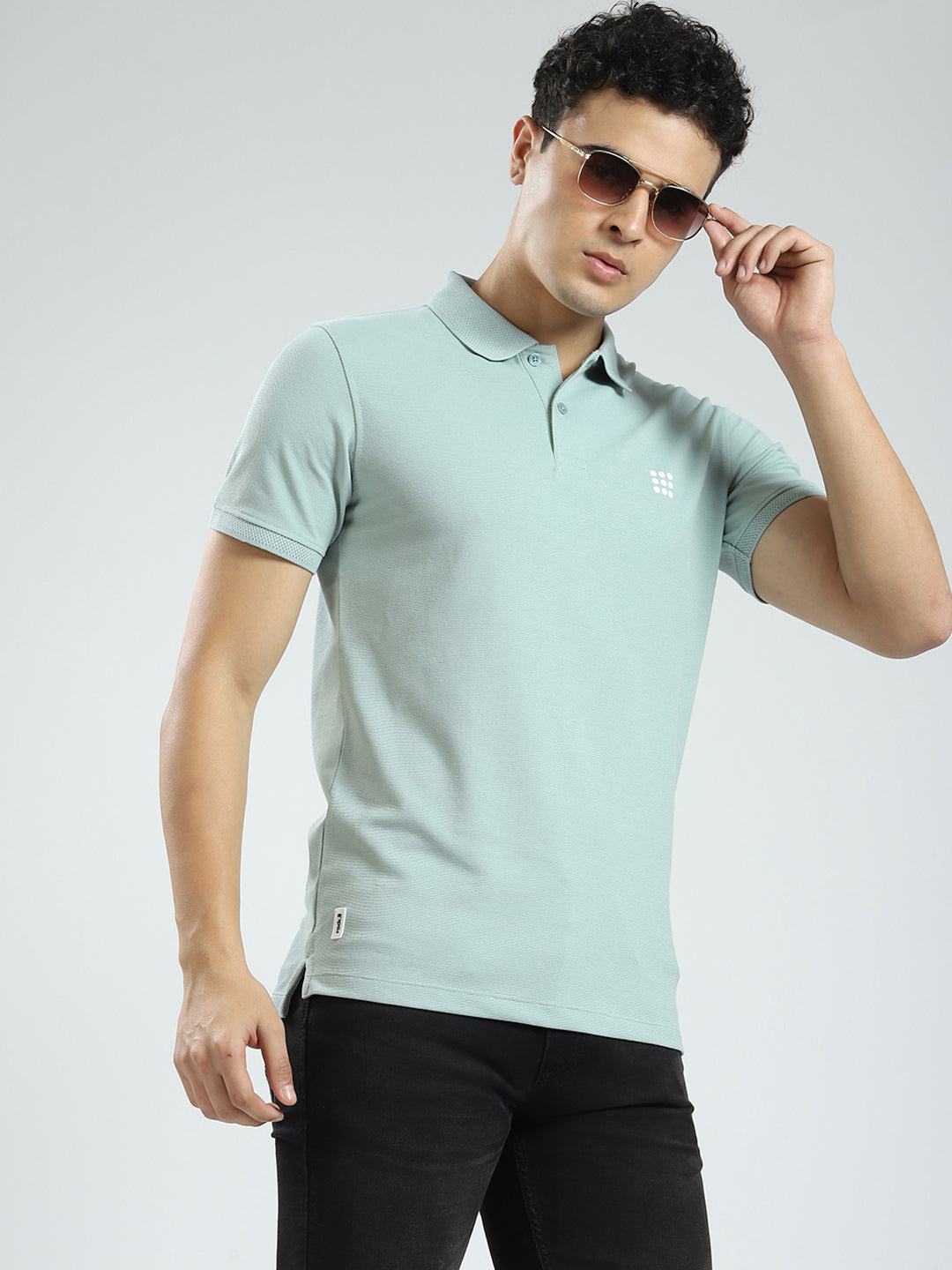 Rock.it Men Green Solid Collar Half Sleeve T-Shirt