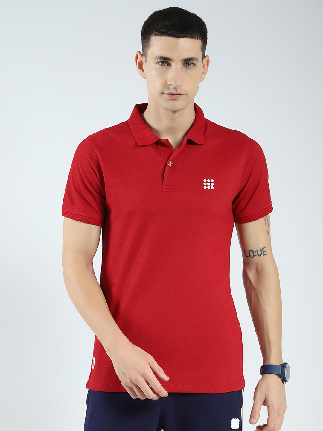 Rock.it Men Maroon Solid Collar Half Sleeve T-Shirt