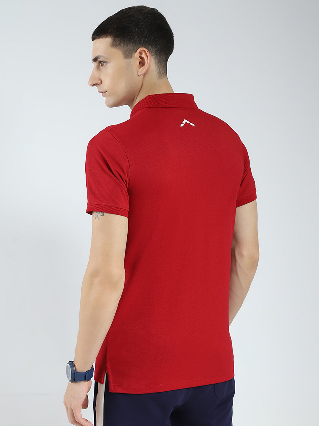 Rock.it Men Maroon Solid Collar Half Sleeve T-Shirt