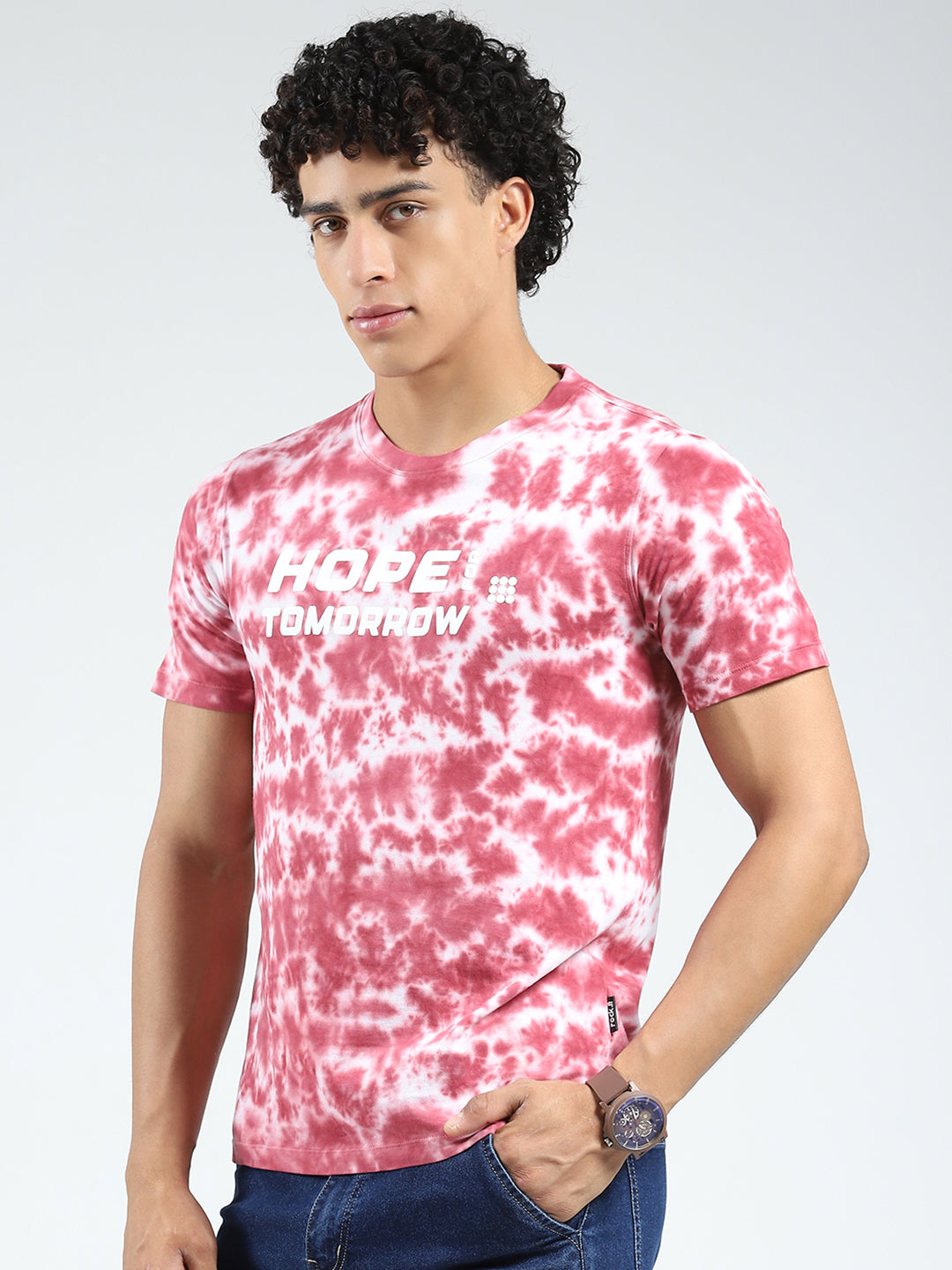 Rock.it Men Maroon Printed Round Neck Half Sleeve T-Shirt