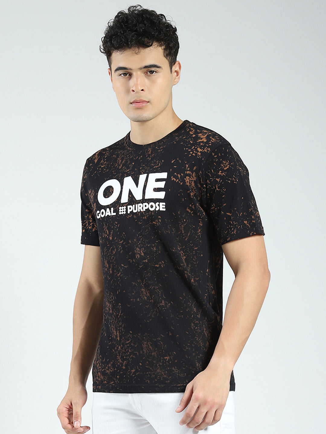 Rock.it Men Black Printed Round Neck Half Sleeve T-Shirt