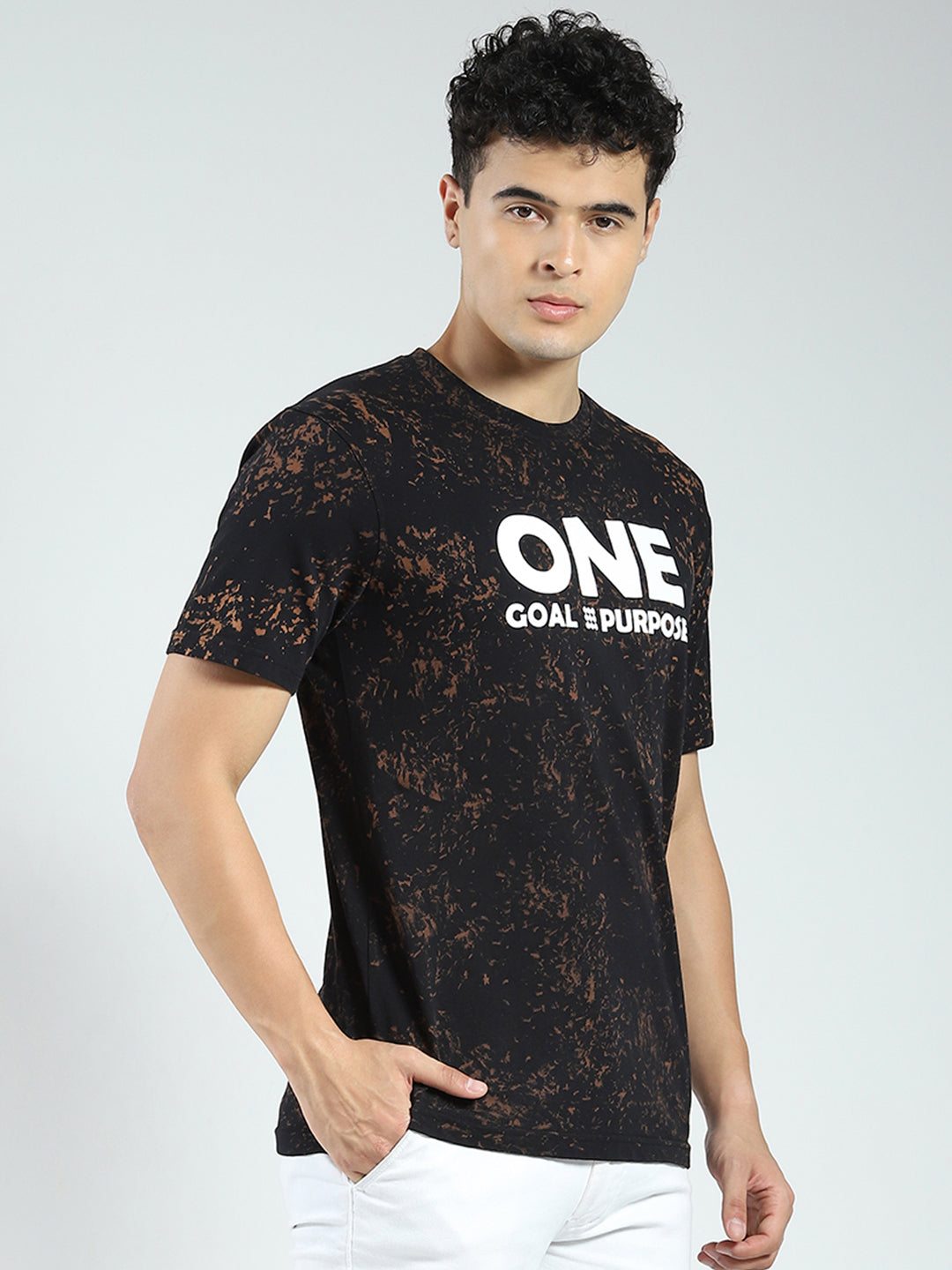 Rock.it Men Black Printed Round Neck Half Sleeve T-Shirt