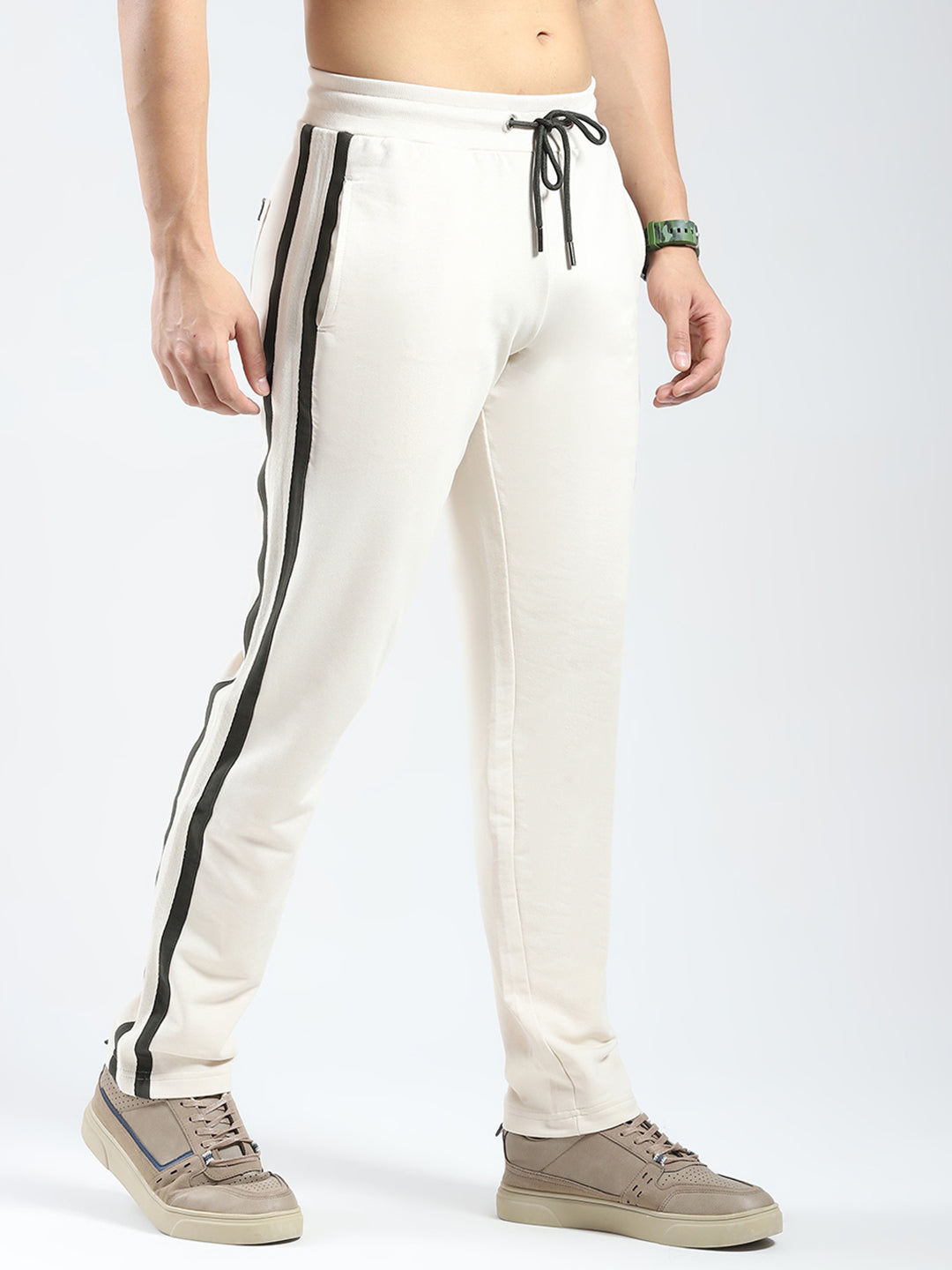 Rock.it Men Beige Solid Regular Fit Lower