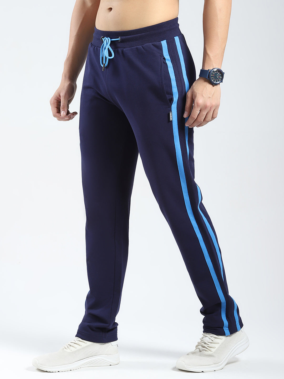 Rock.it Men Navy Blue Solid Regular Fit Lower