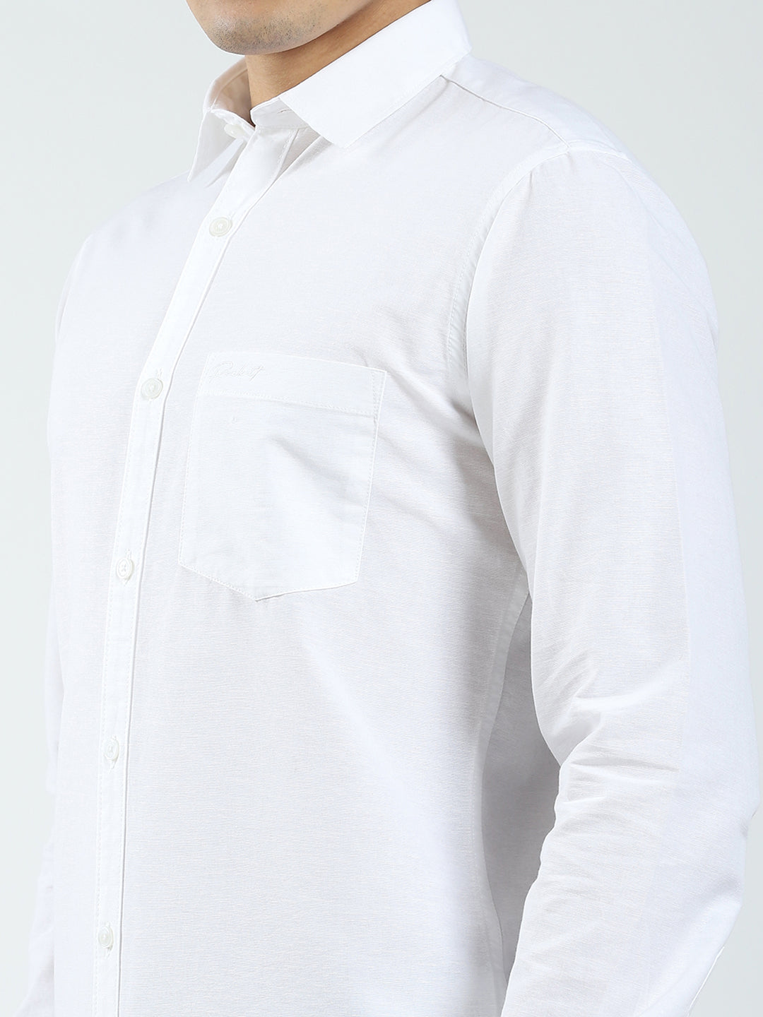 Rock.it Men White Solid Collar Full Sleeve Shirt
