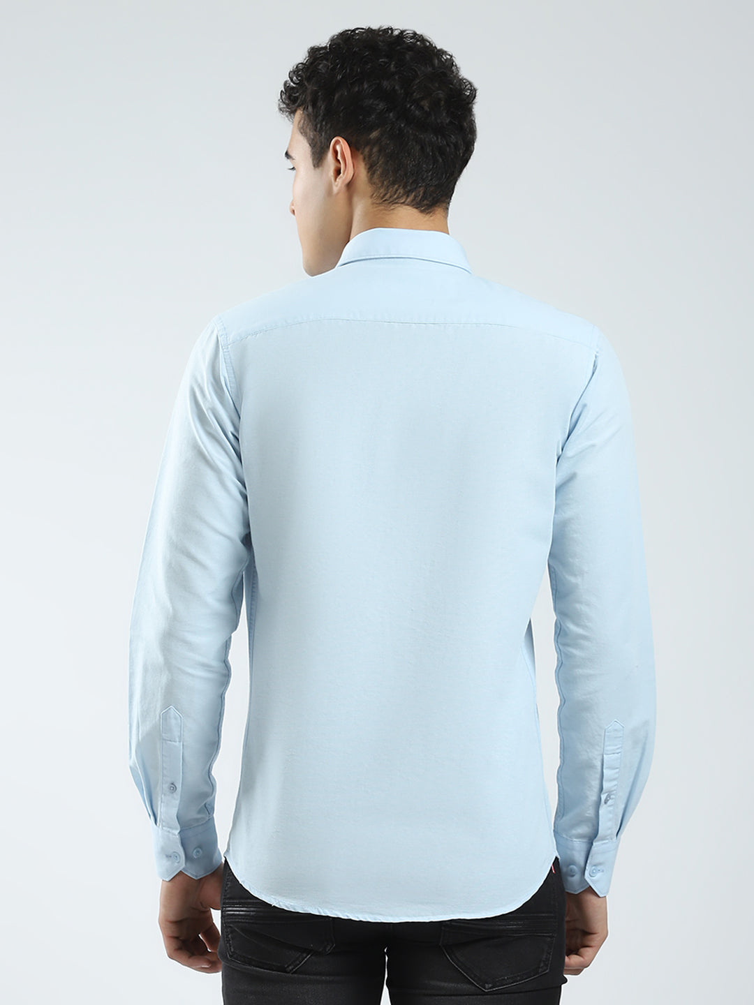 Rock.it Men Blue Solid Collar Full Sleeve Shirt
