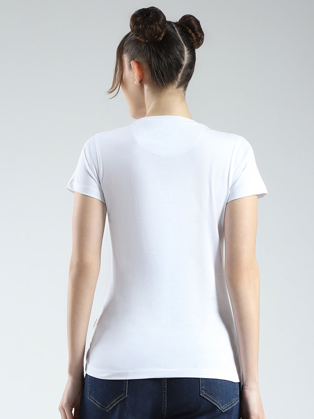 Rock.it Women White Solid Round Neck Half Sleeve Top