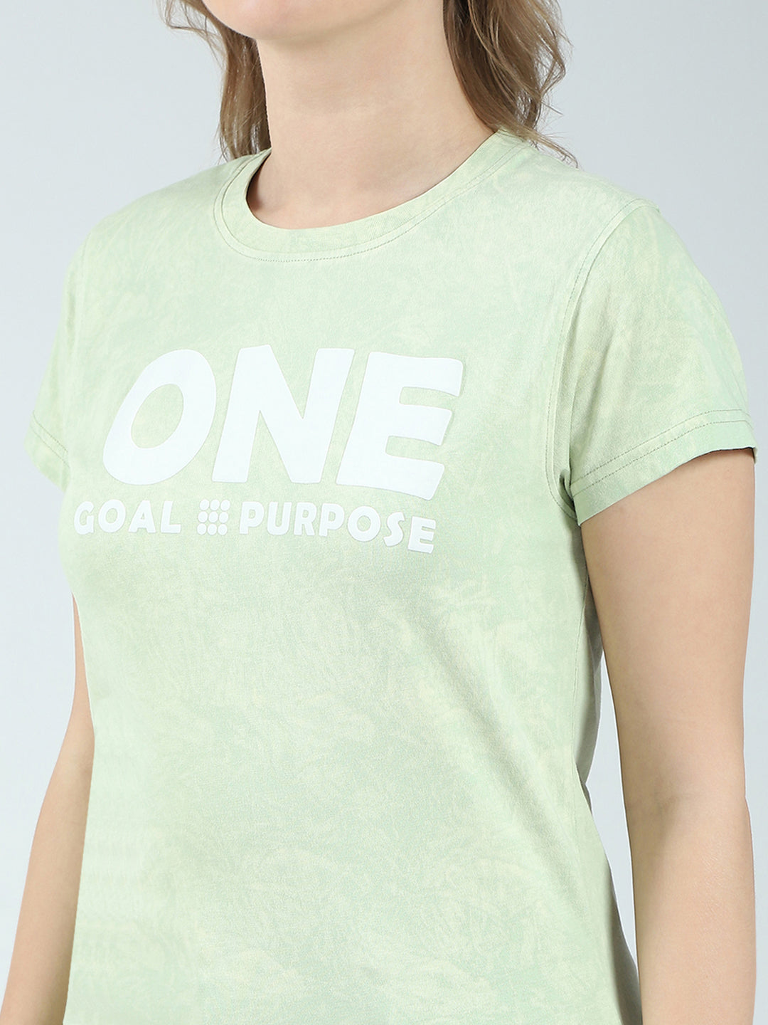 Rock.it Women Green Printed Round Neck Half Sleeve Top