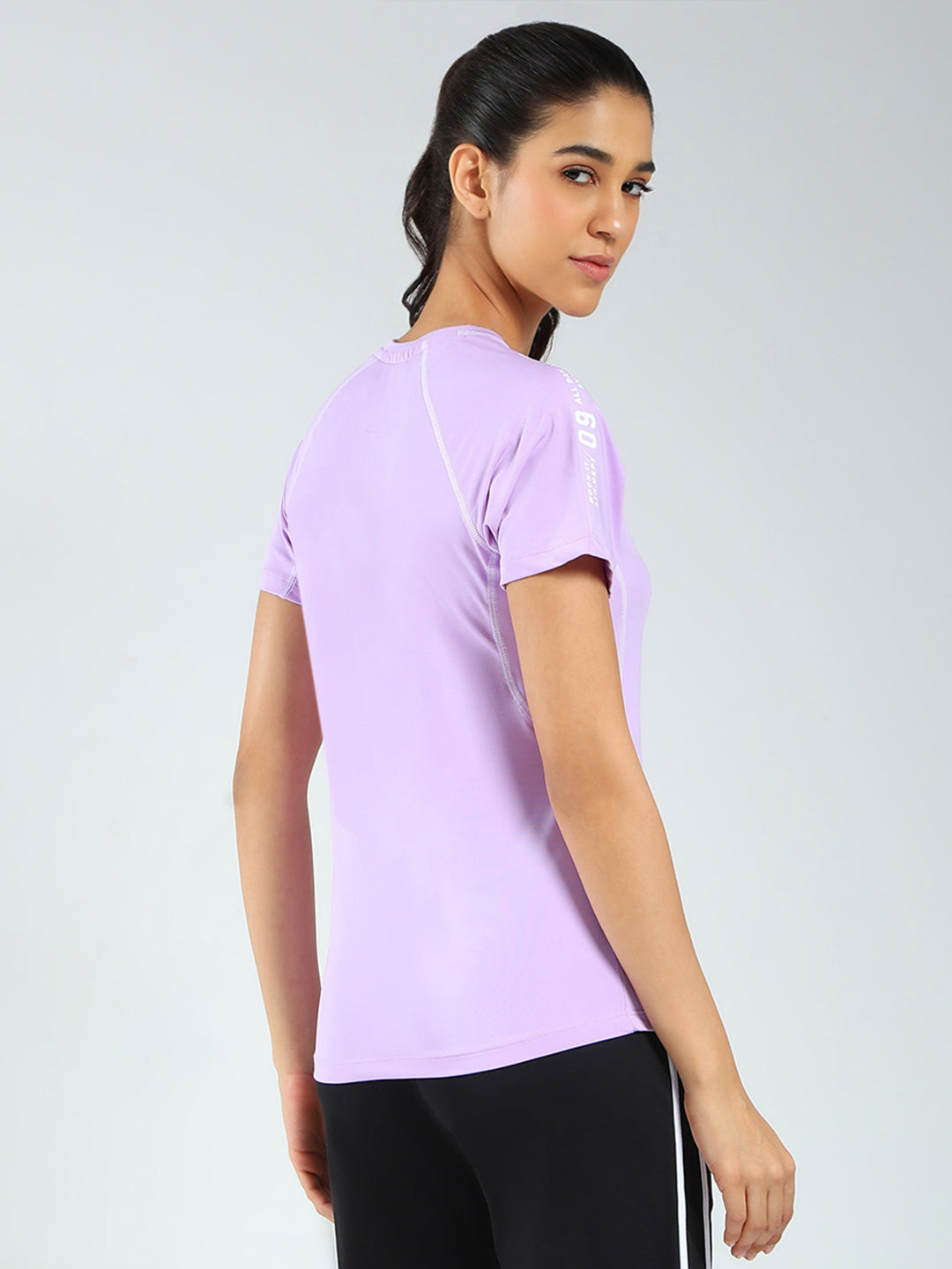 Rock.it Women Purple Printed Round Neck Half Sleeve Top