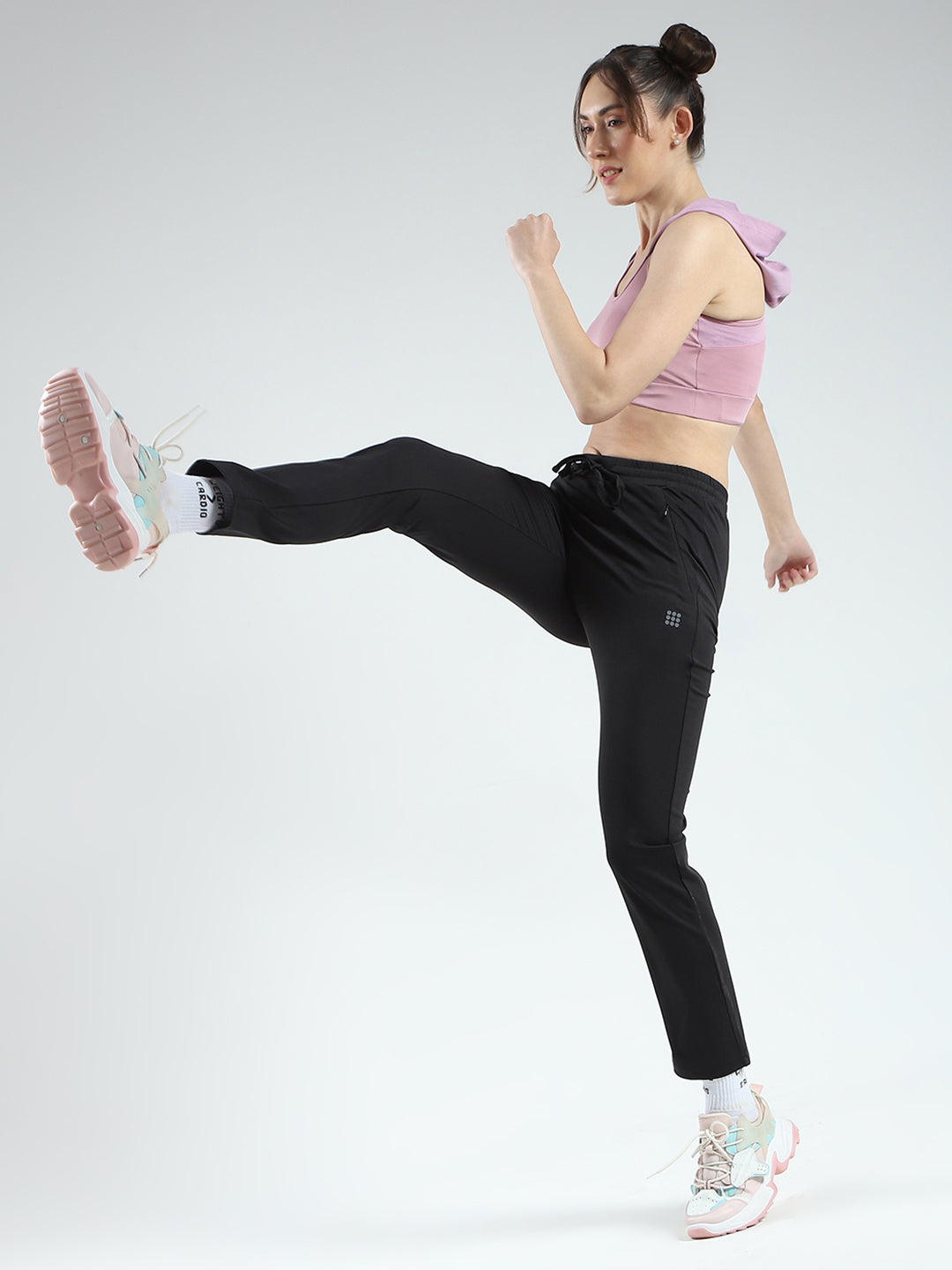 Rock.it Women Black Solid Regular Fit Lower