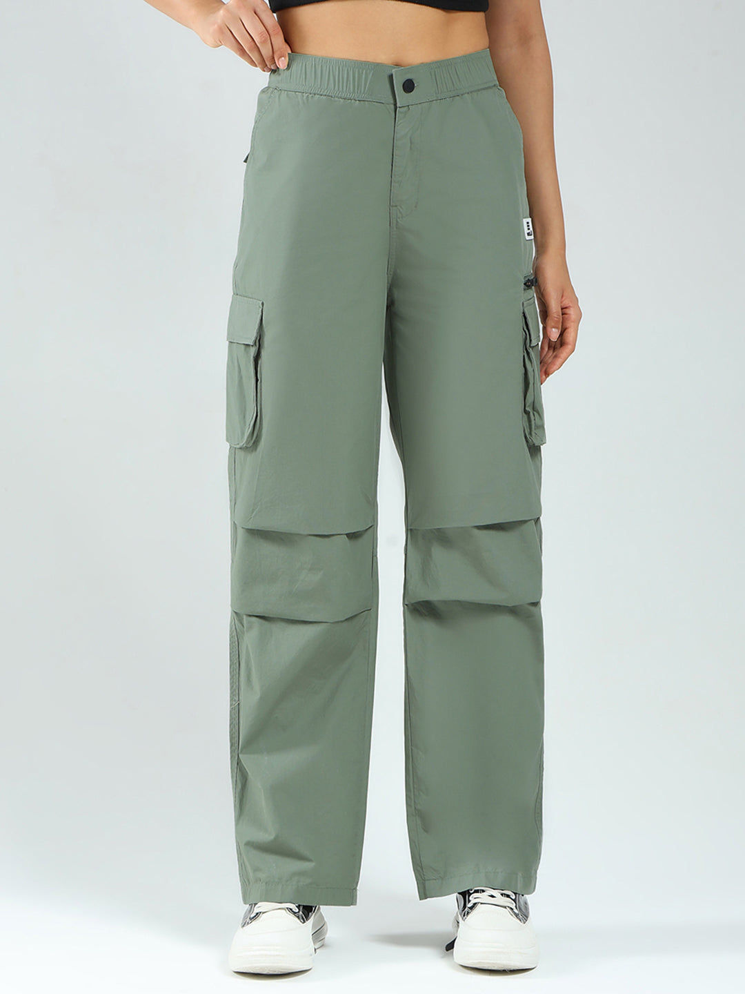 Rock.it Women Green Solid Straight Fit Cargo