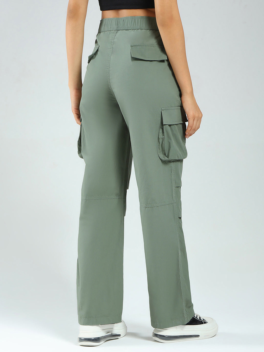 Rock.it Women Green Solid Straight Fit Cargo