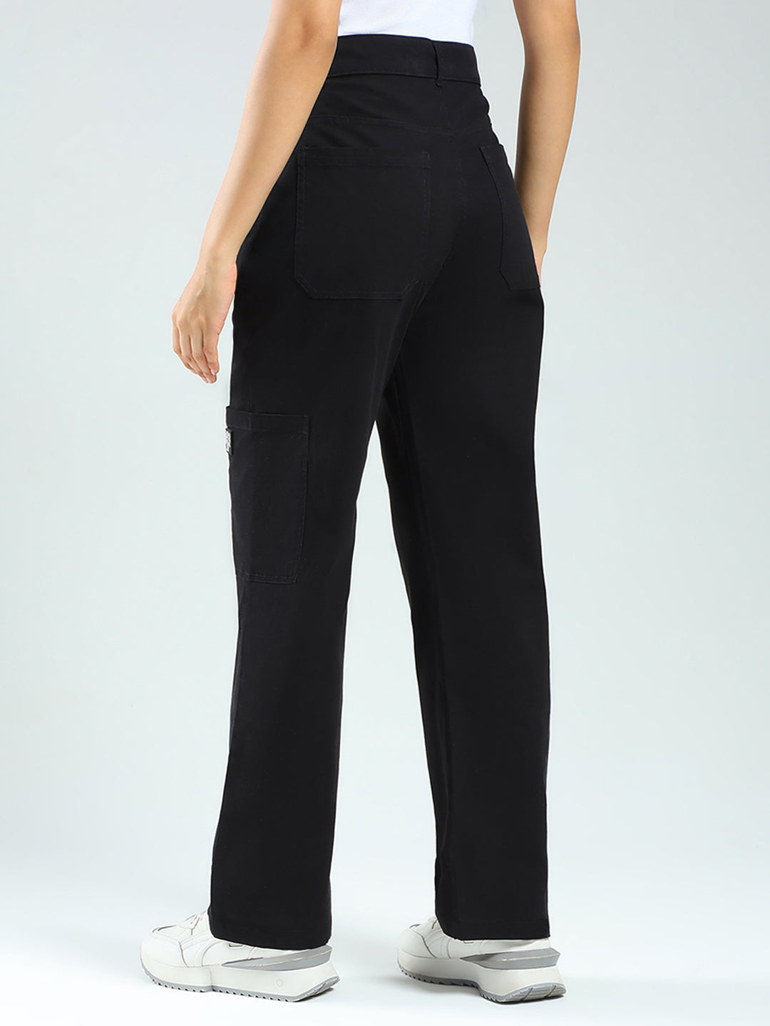 Rock.it Women Black Solid Straight Fit Cargo