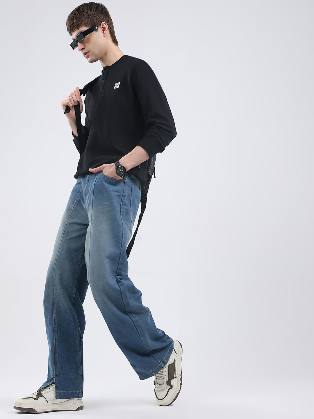 Rock.it Men Black Solid Round Neck Full Sleeve Winter T-Shirt