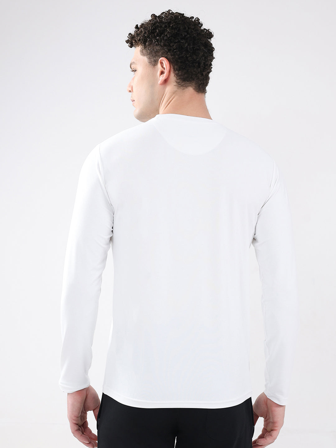 Rock.it Men White Printed Round Neck Full Sleeve Winter T-Shirt