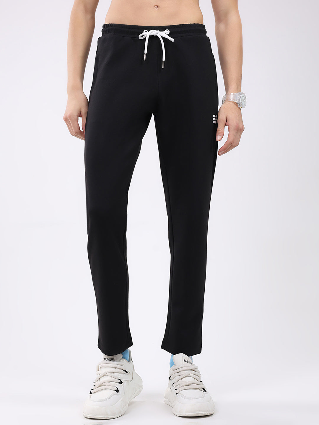 Rock.it Men Black Solid Slim Fit Winter Lower