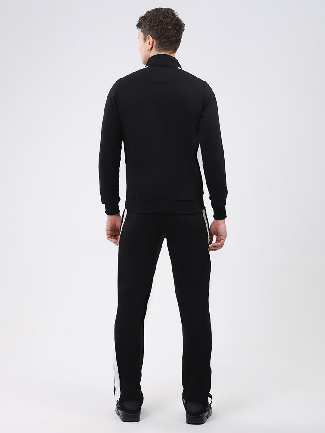 Rock.it Men Black Solid Round Neck Full Sleeve Winter Tracksuit