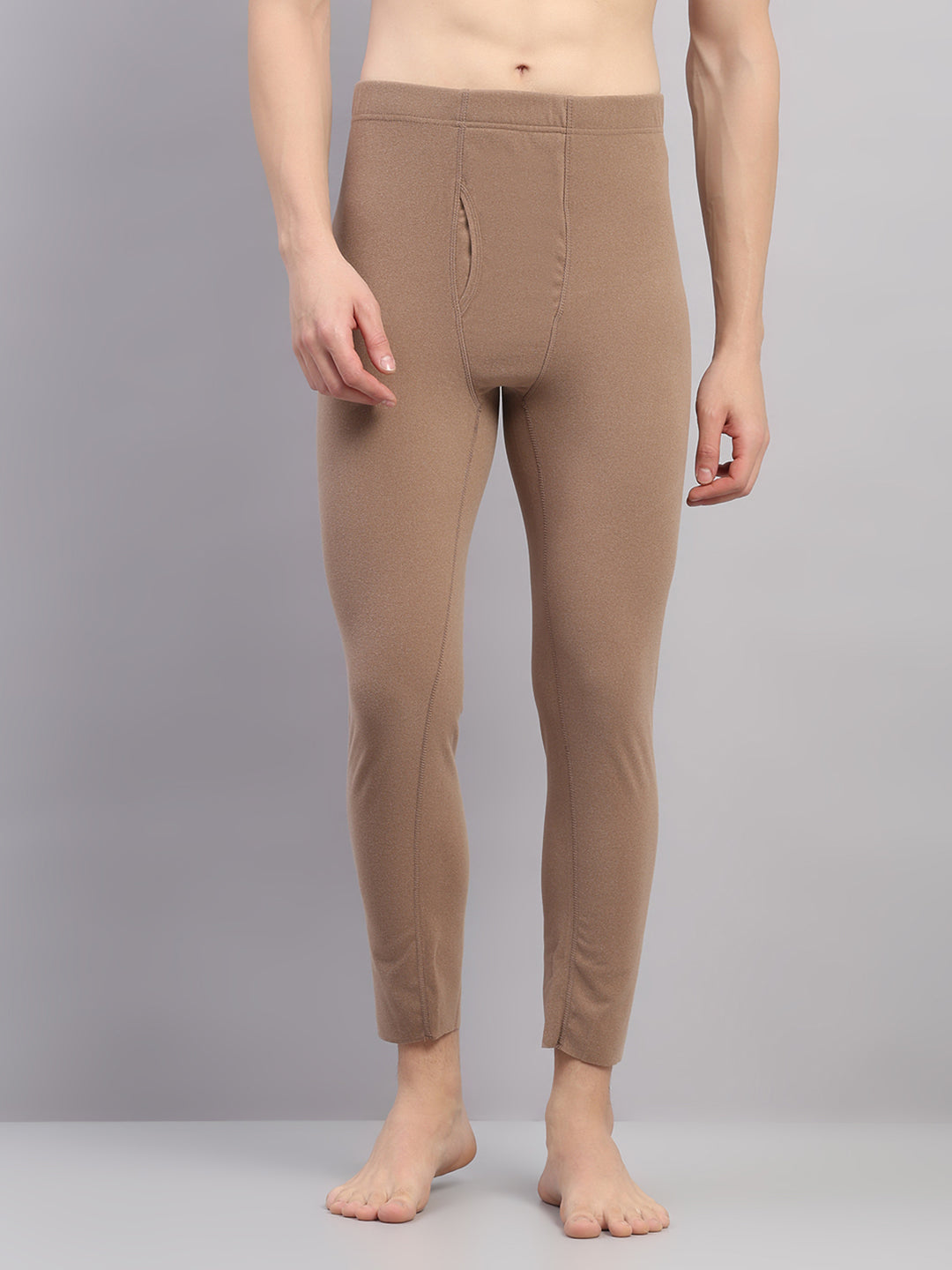 Rock.it Men Beige Solid Regular Fit Thermal Lower