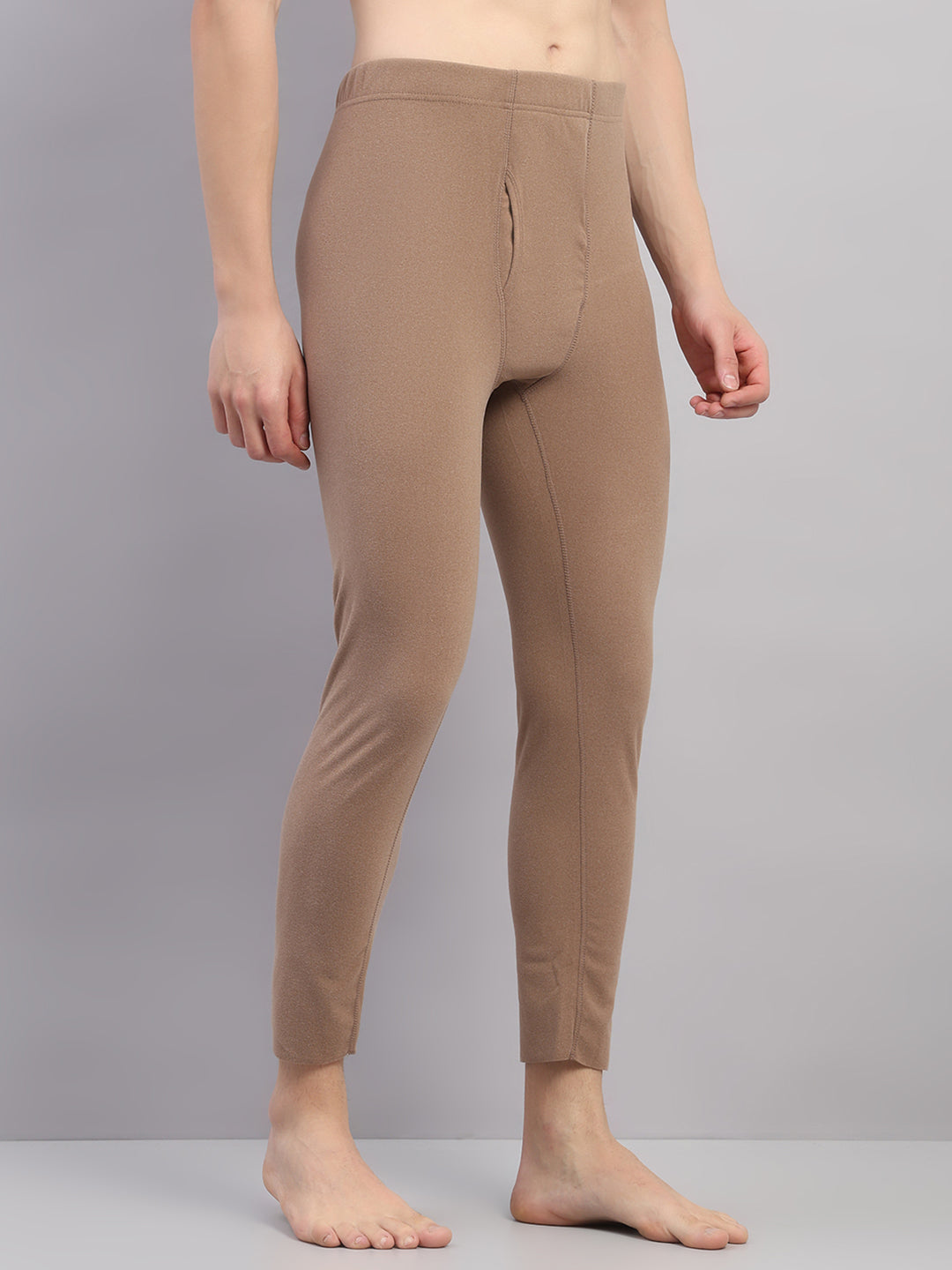 Rock.it Men Beige Solid Regular Fit Thermal Lower