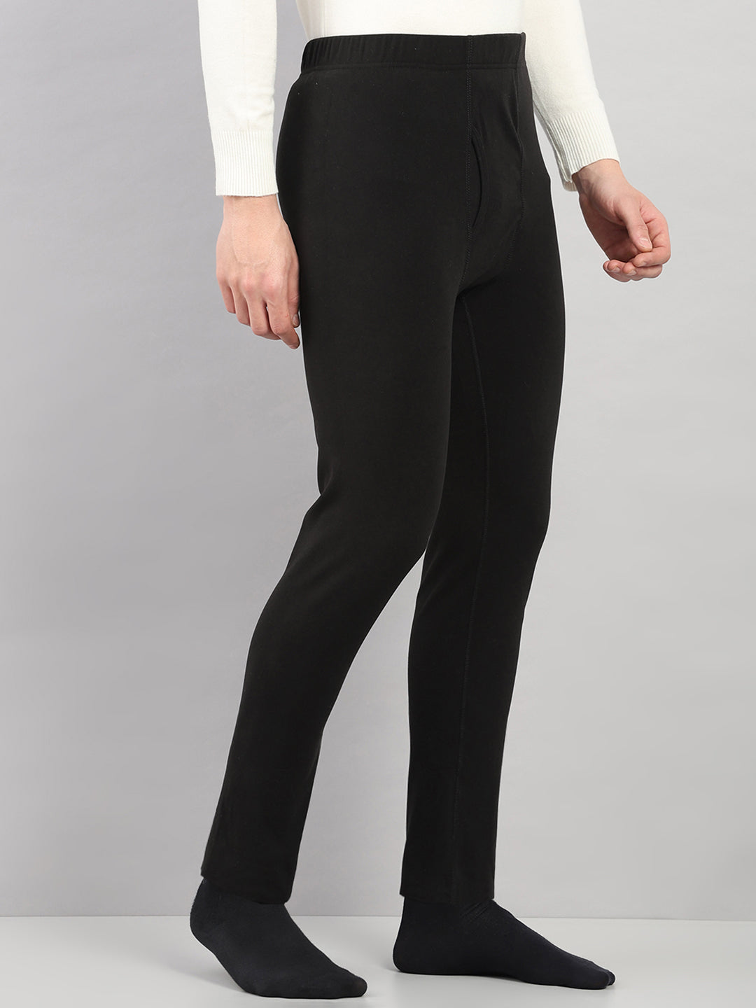 Rock.it Men Black Solid Regular Fit Thermal Lower