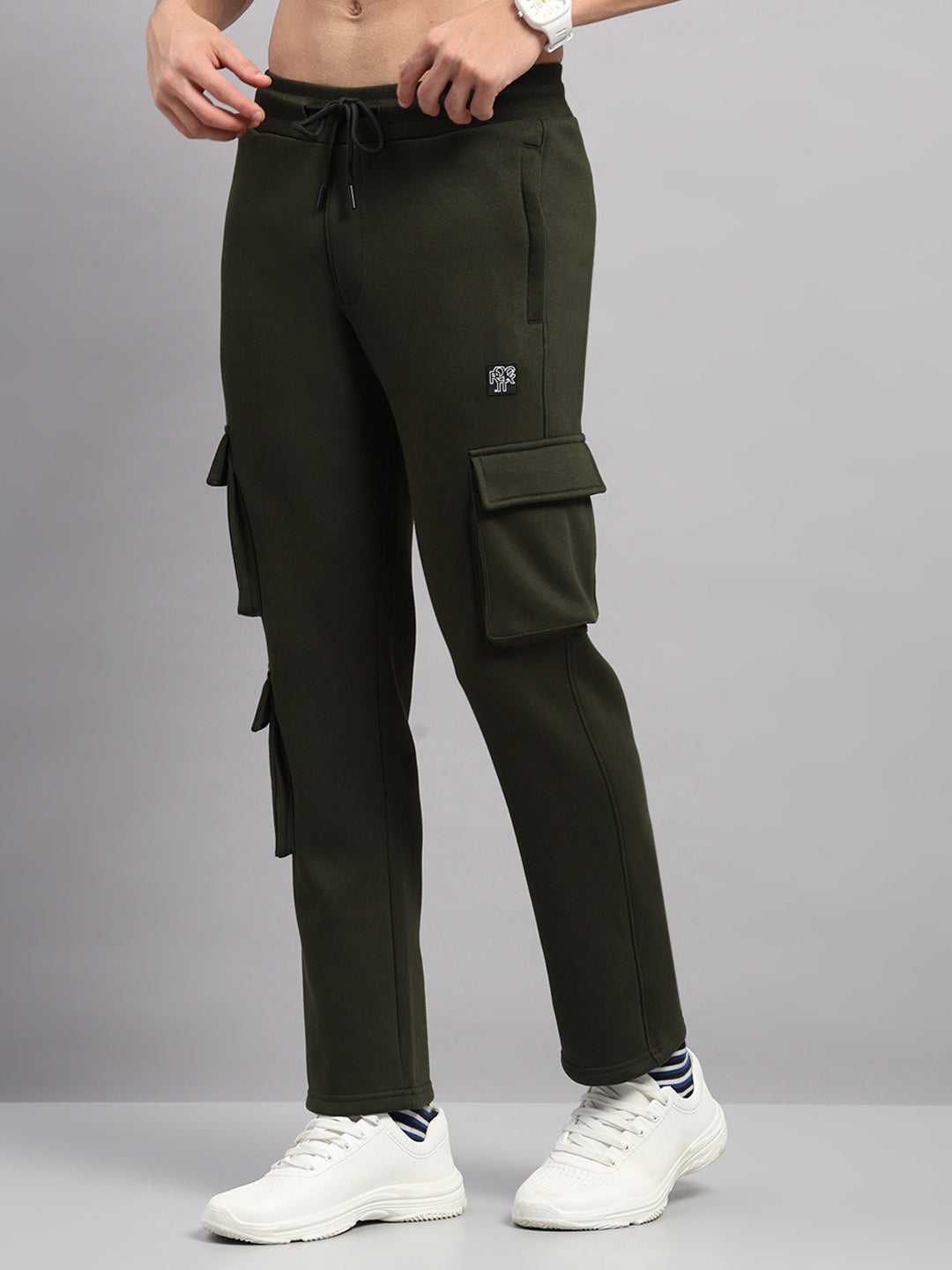 Rock.it Men Olive Solid Regular Fit Winter Lower