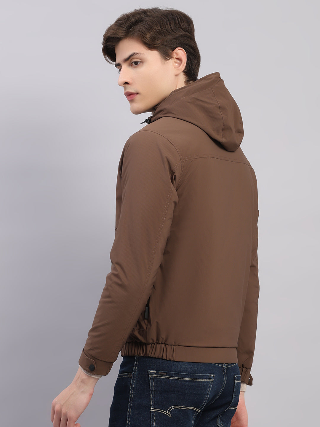 Rock.it Men Brown Solid Hooded Full Sleeve Jacket
