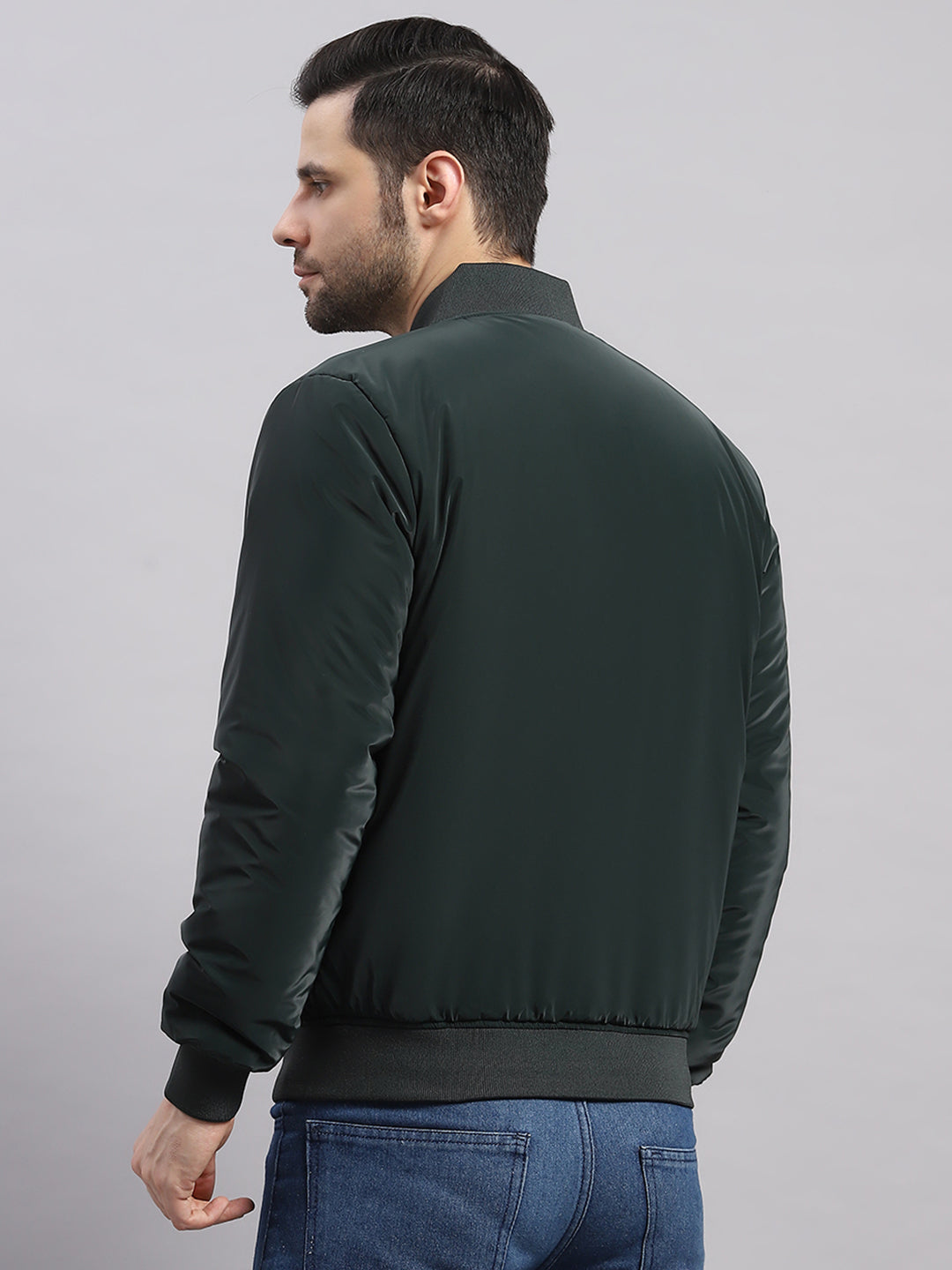 Rock.it Men Olive Solid Collar Full Sleeve Jacket