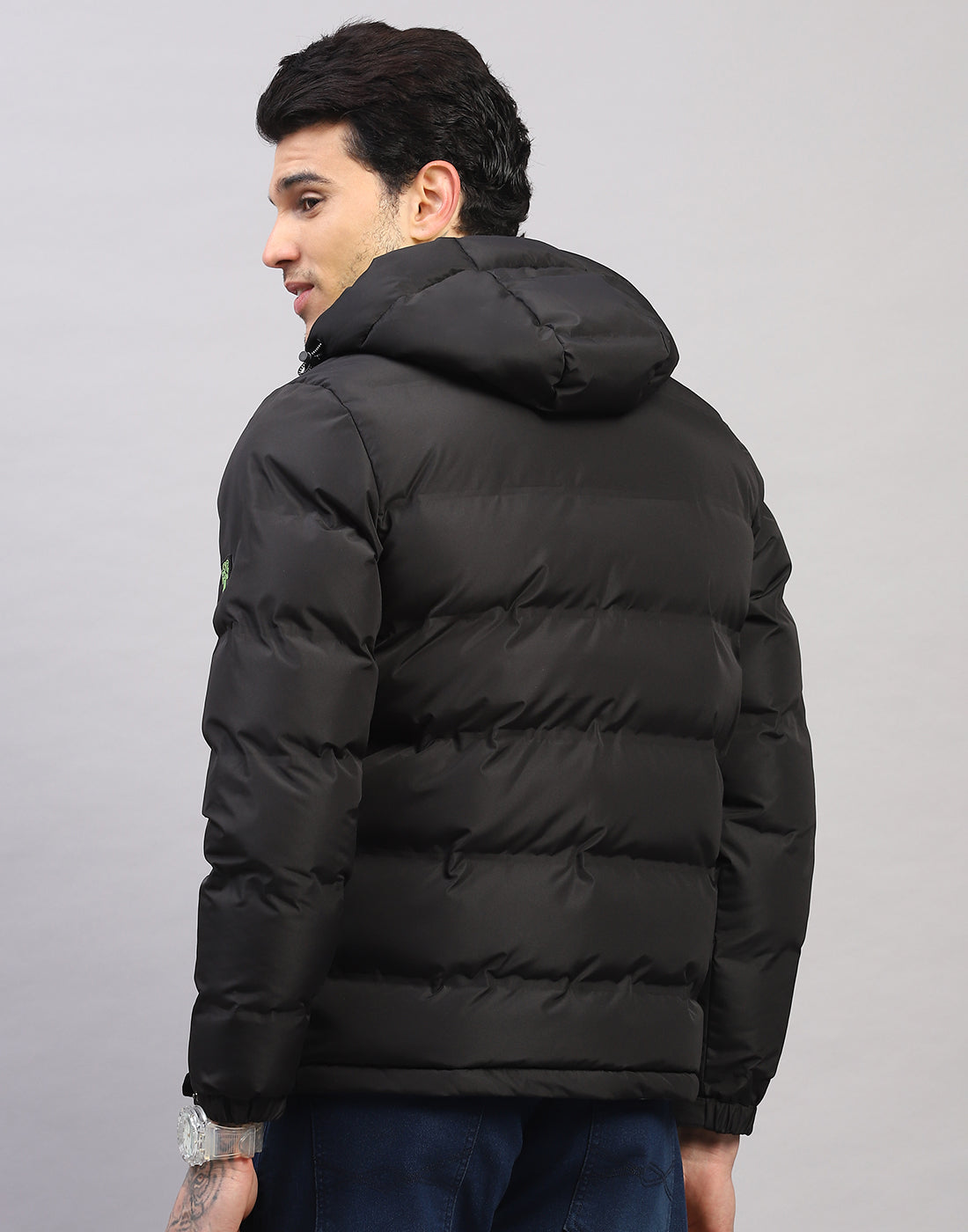 Rock.it Men Black Self Design Collar Full Sleeve Jacket