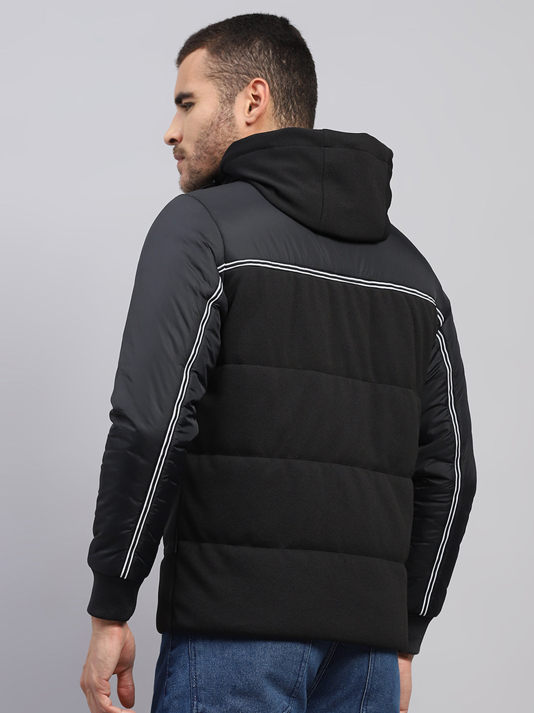 Rock.it Men Black Solid Stand Collar Full Sleeve Jacket