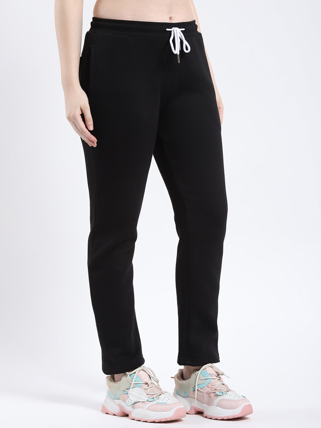 Rock.it Women Black Solid Regular Fit Winter Lower