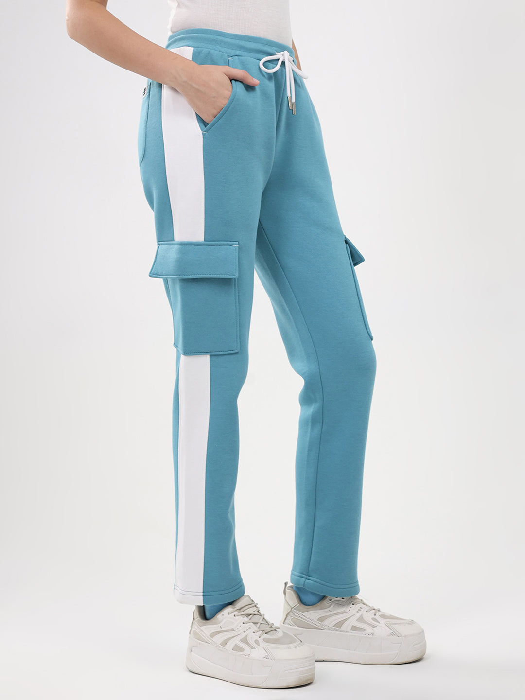 Rock.it Women Teal Blue Solid Regular Fit Winter Lower