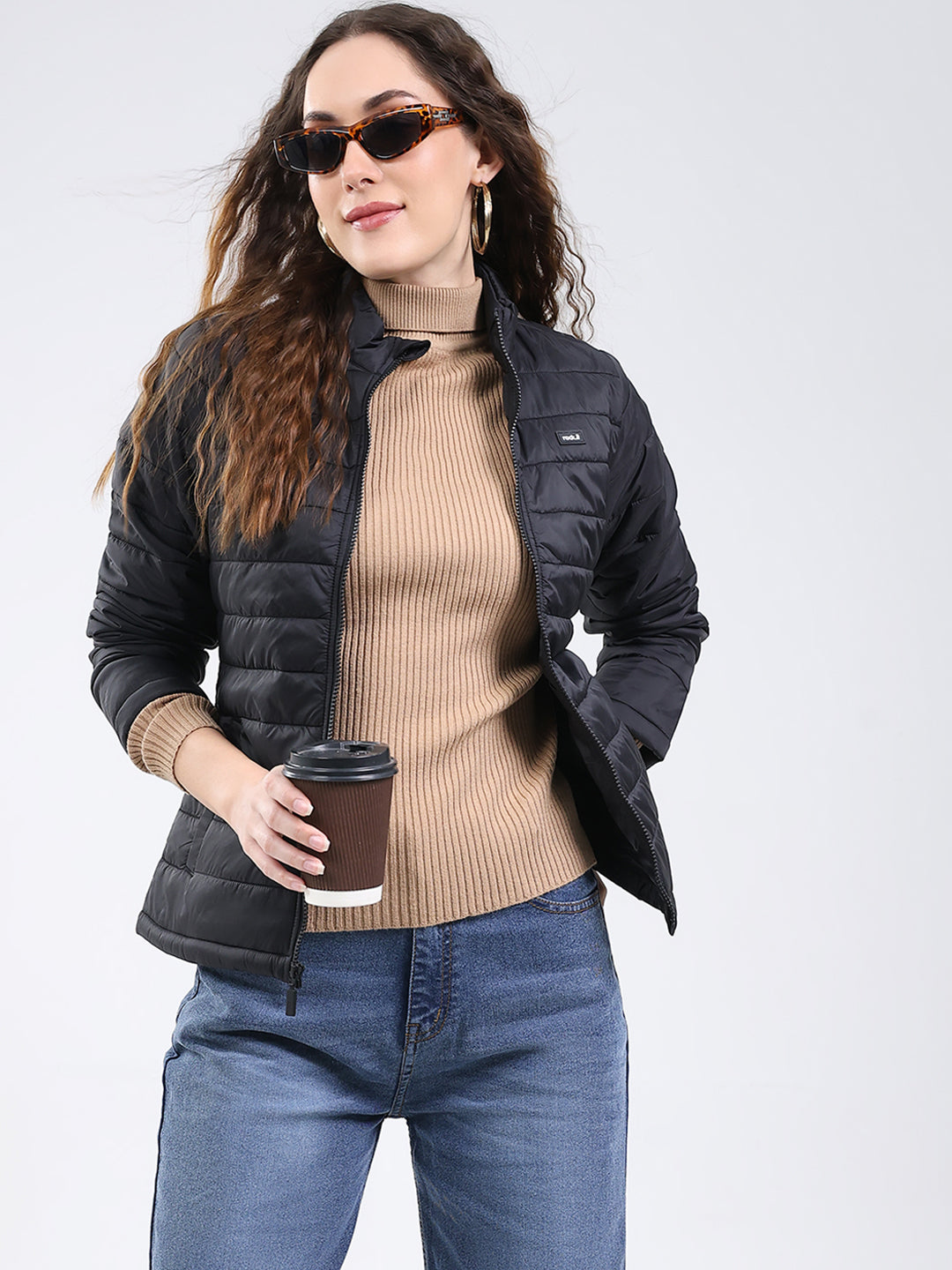 Rock.it Women Black Solid Collar Full Sleeve Jacket
