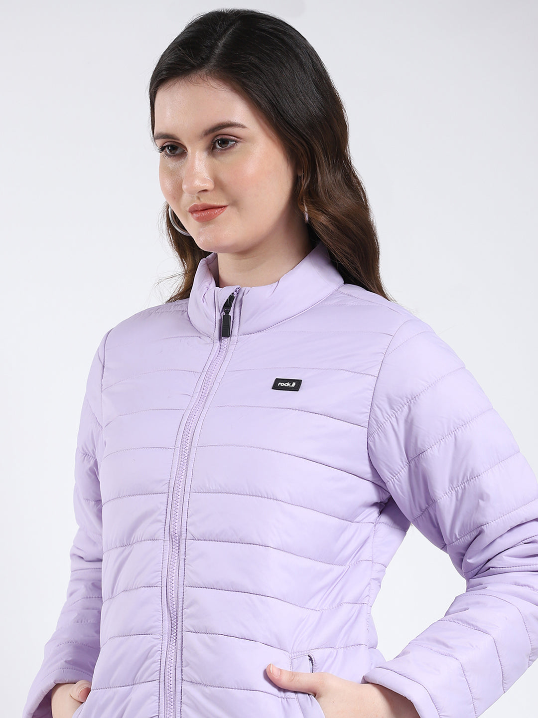 Rock.it Women Purple Solid Mock Neck Full Sleeve Jacket