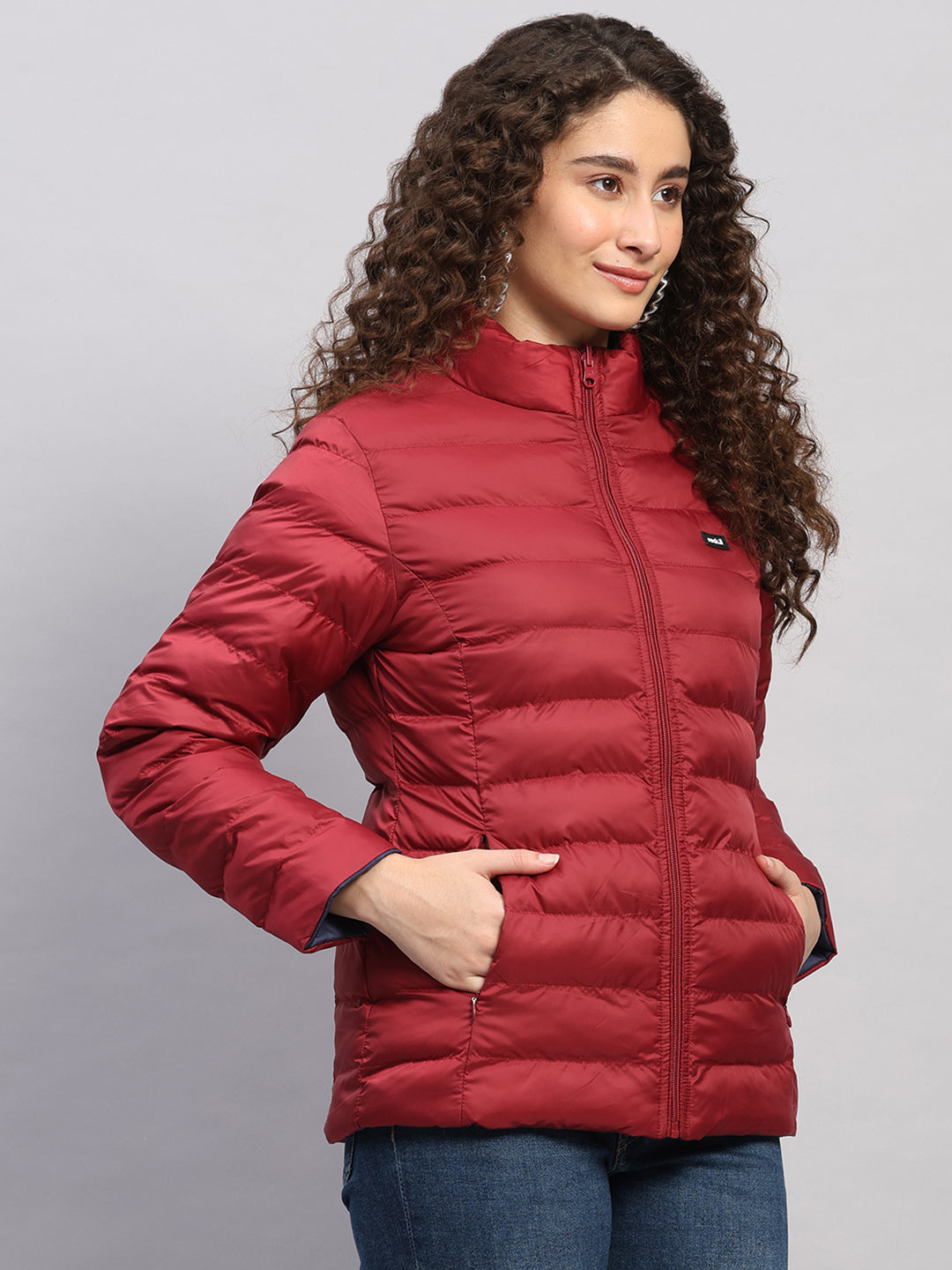 Rock.it Women Maroon Solid Collar Full Sleeve Jacket