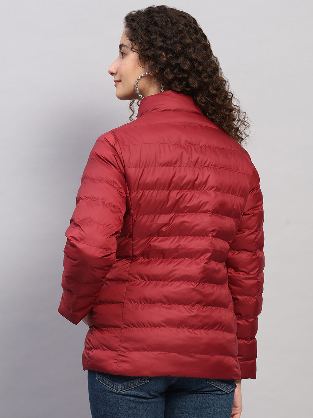 Rock.it Women Maroon Solid Collar Full Sleeve Jacket