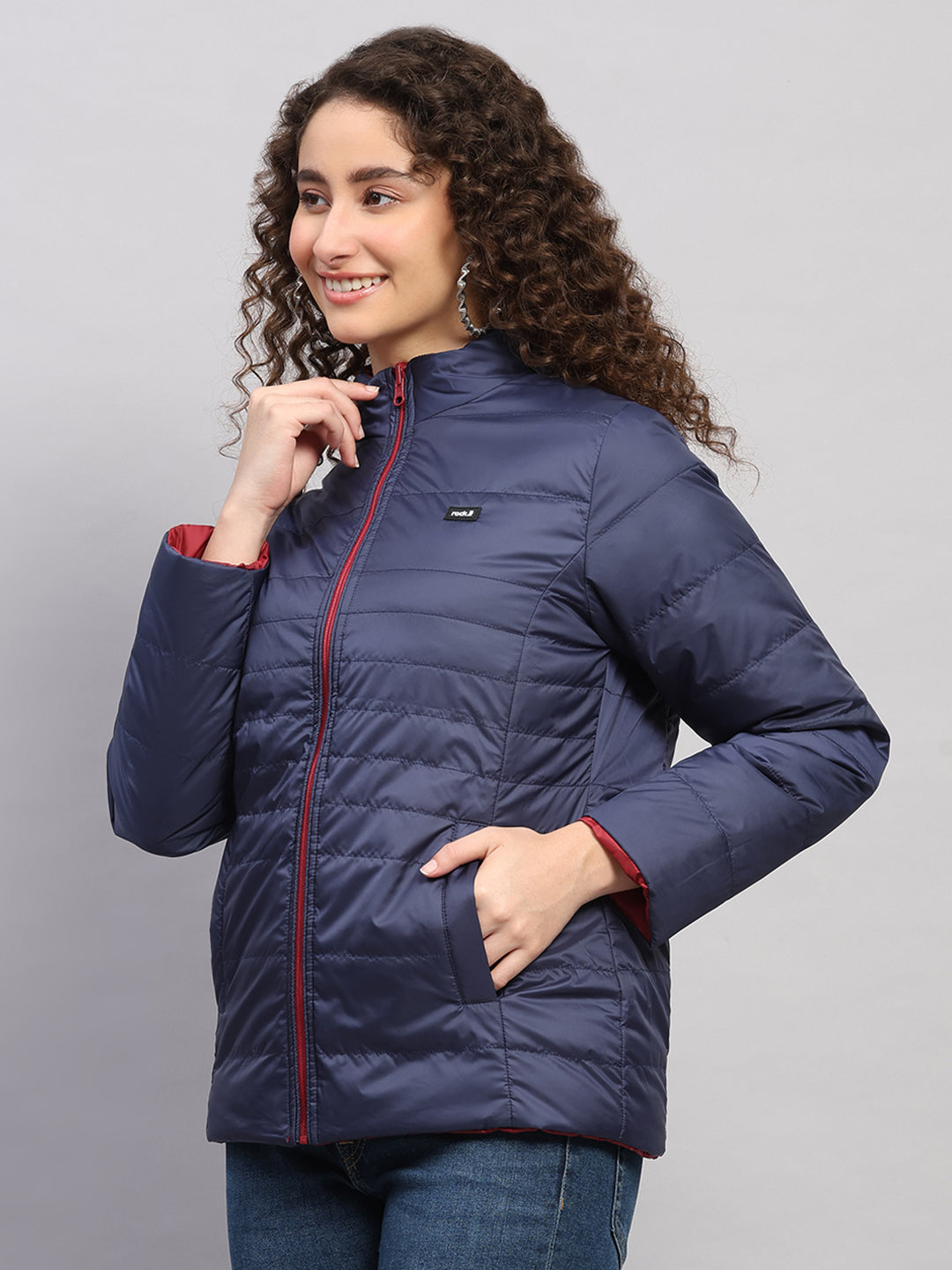 Rock.it Women Maroon Solid Collar Full Sleeve Jacket