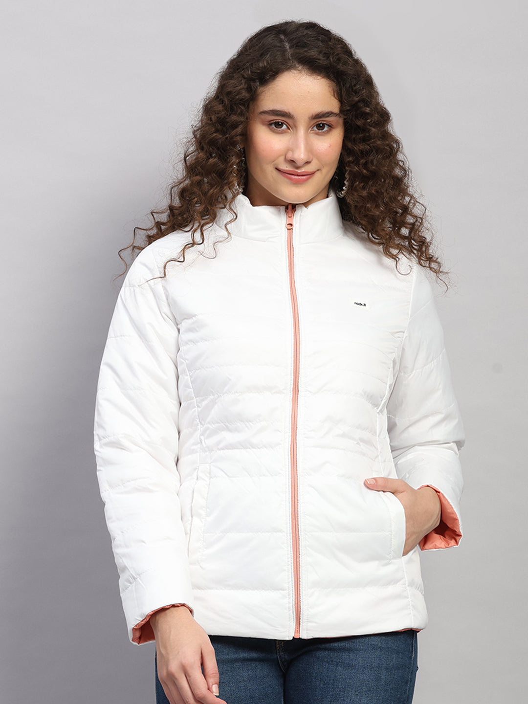 Rock.it Women Coral Solid Collar Full Sleeve Jacket