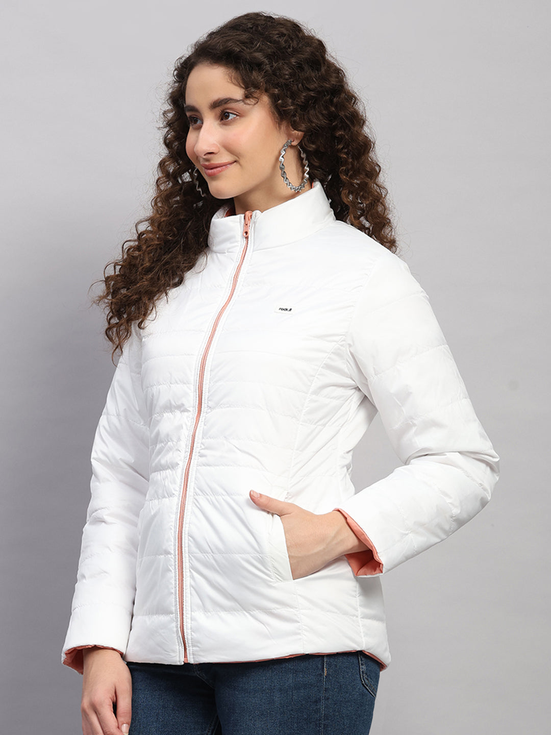 Rock.it Women Coral Solid Collar Full Sleeve Jacket