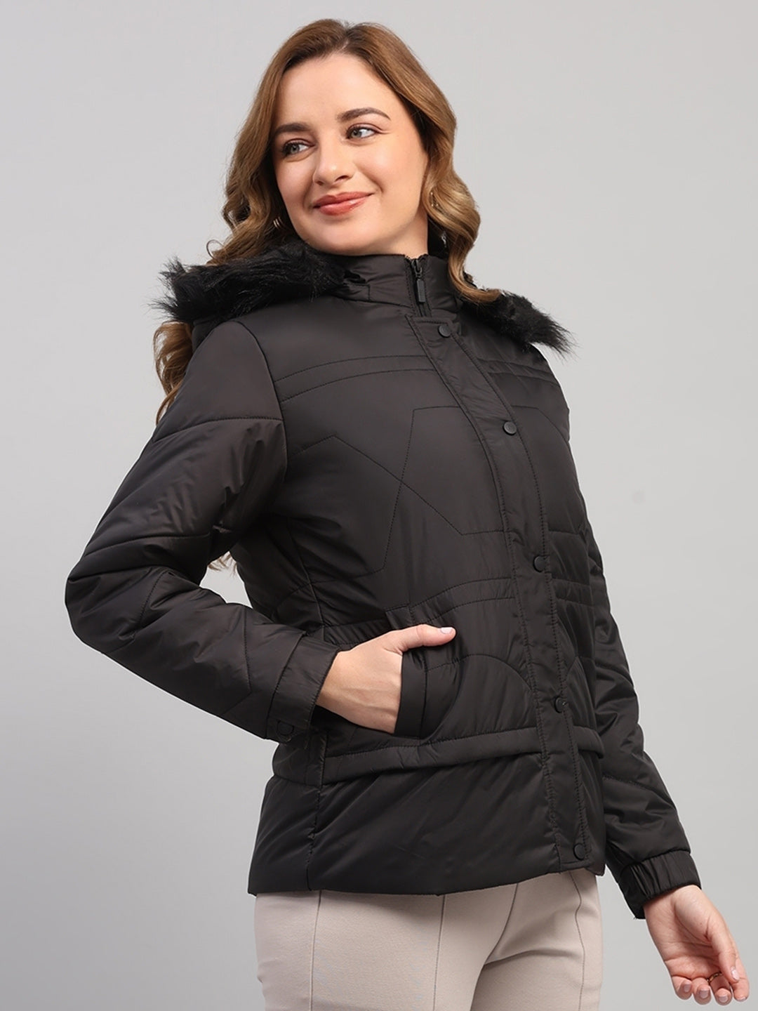 Rock.it Women Black Solid Hooded Full Sleeve Jacket