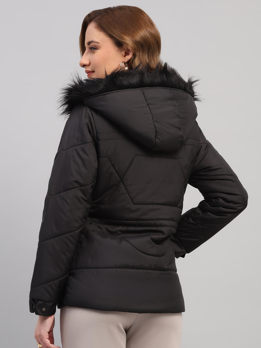 Rock.it Women Black Solid Hooded Full Sleeve Jacket