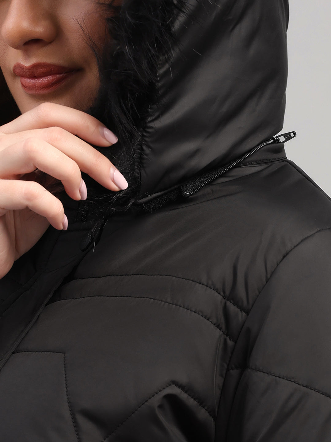 Rock.it Women Black Solid Hooded Full Sleeve Jacket