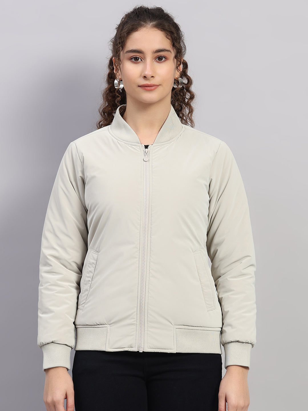 Rock.it Women Beige Solid Collar Full Sleeve Jacket