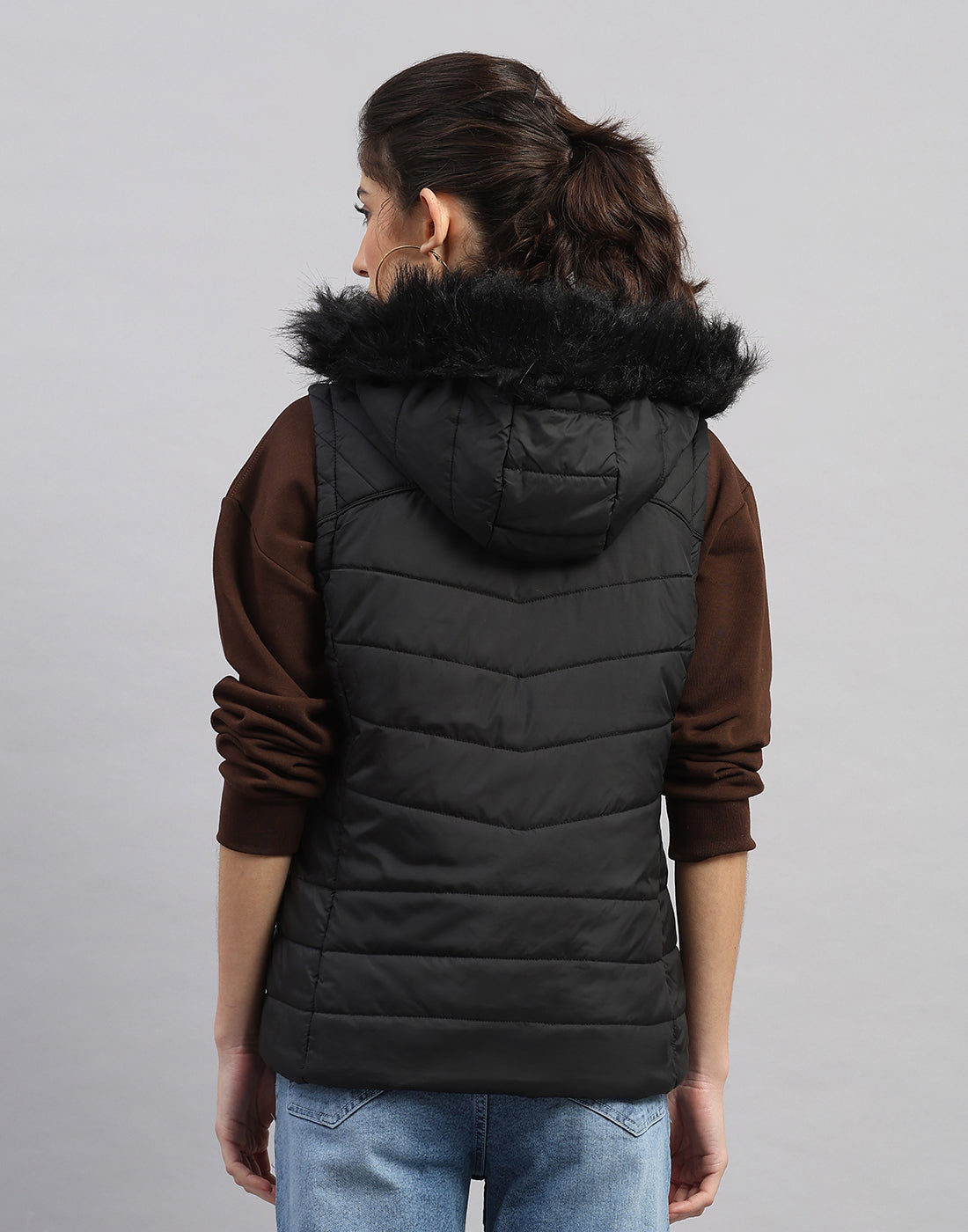 Rock.it Women Black Solid Collar Sleeveless Jacket