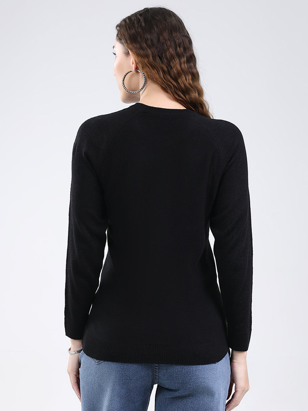 Rock.it Women Black Solid Round Neck Full Sleeve Pullover