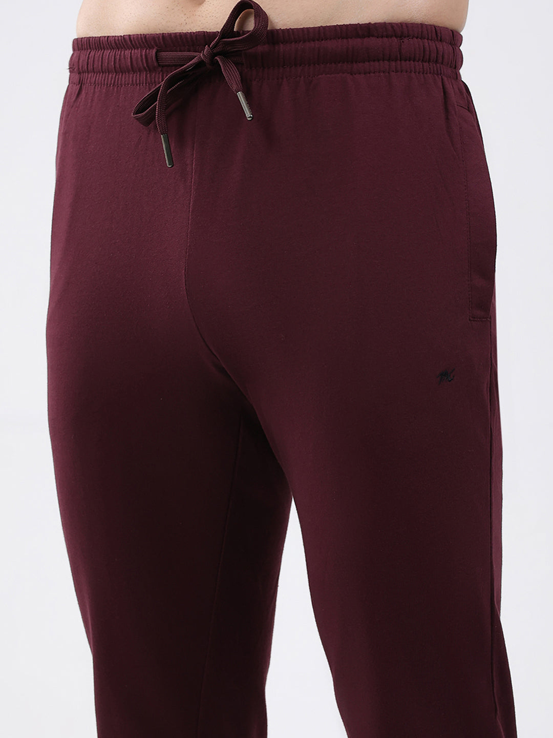 Men Maroon Solid Regular Fit Lower