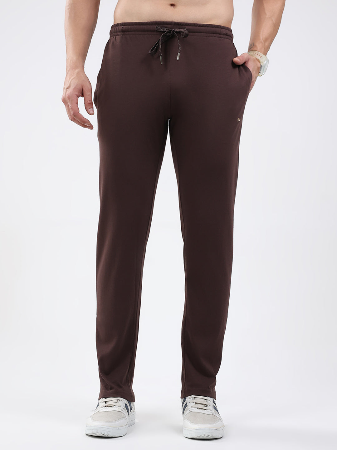 Men Brown Solid Regular Fit Lower