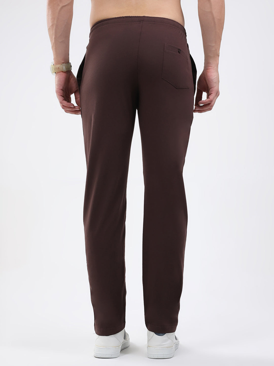 Men Brown Solid Regular Fit Lower