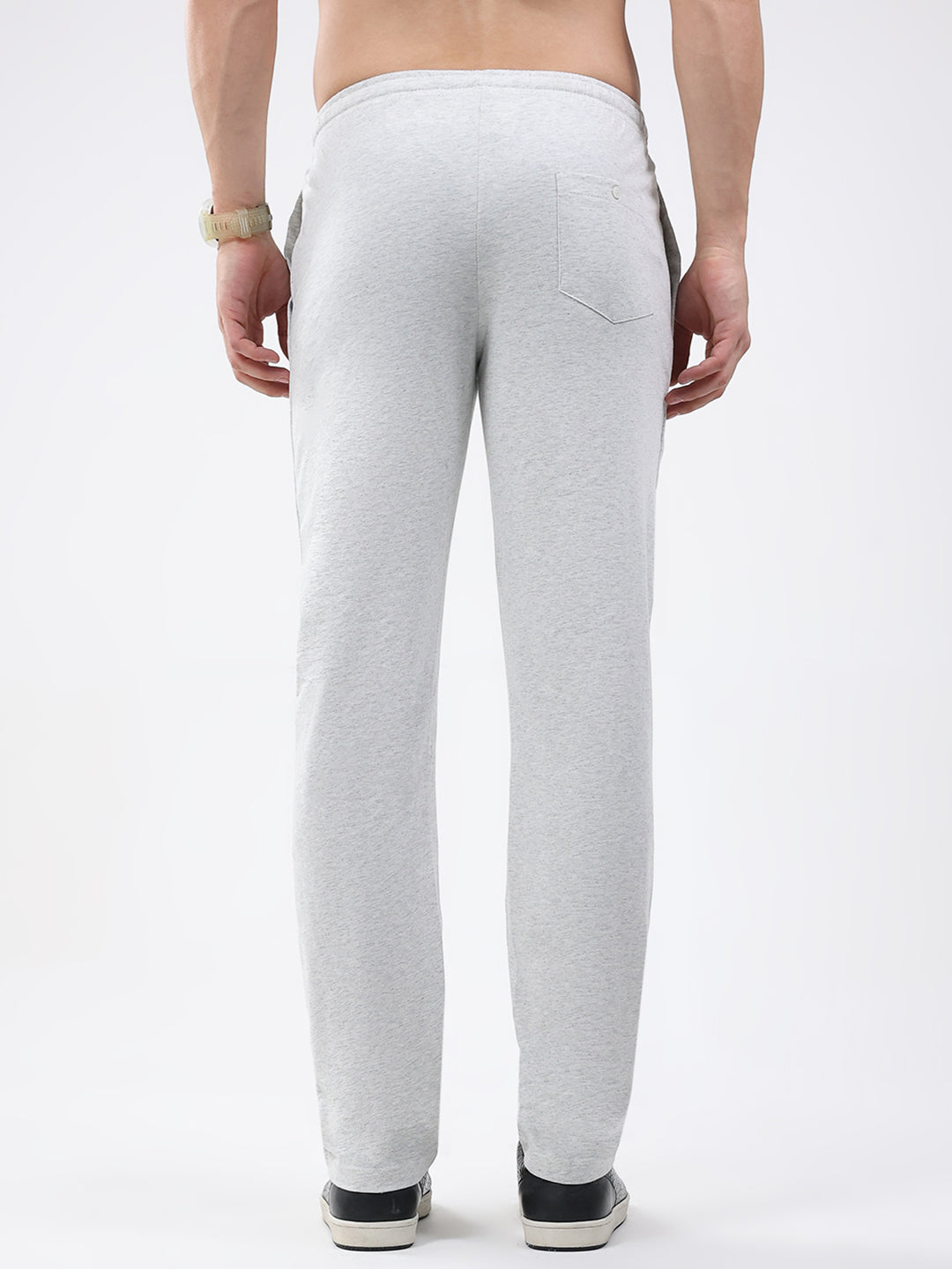 Men Off White Solid Regular Fit Lower