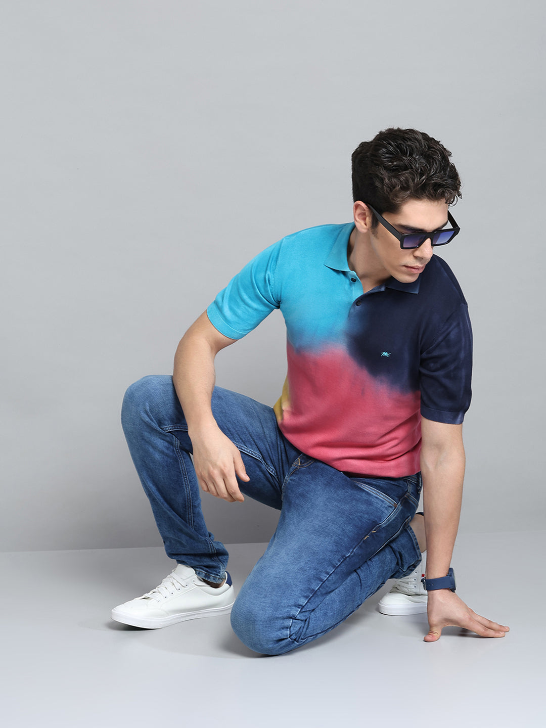 Men Multicolor Solid Collar Half Sleeve T-Shirt