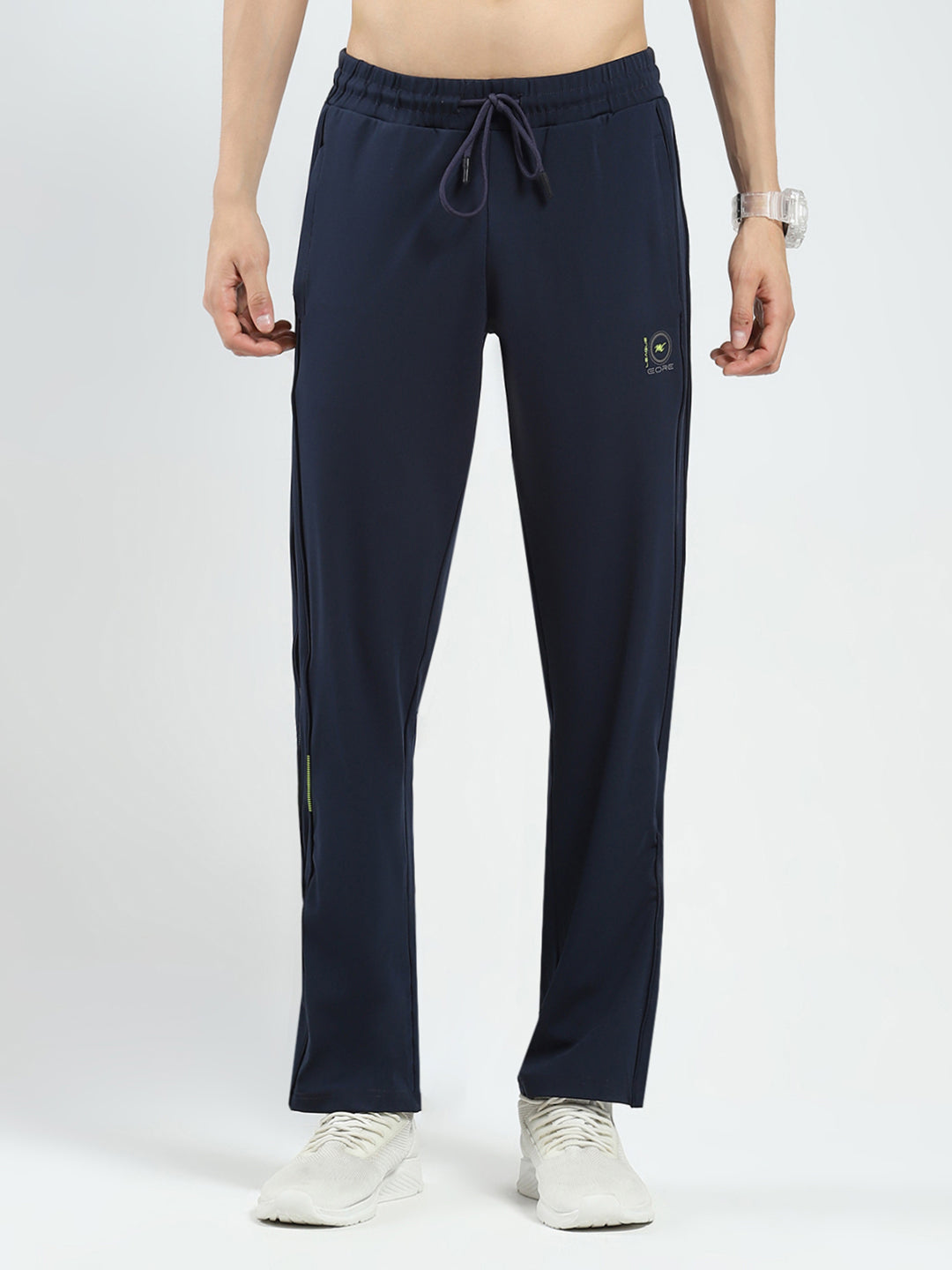 Men Navy Blue Solid Regular Fit Lower